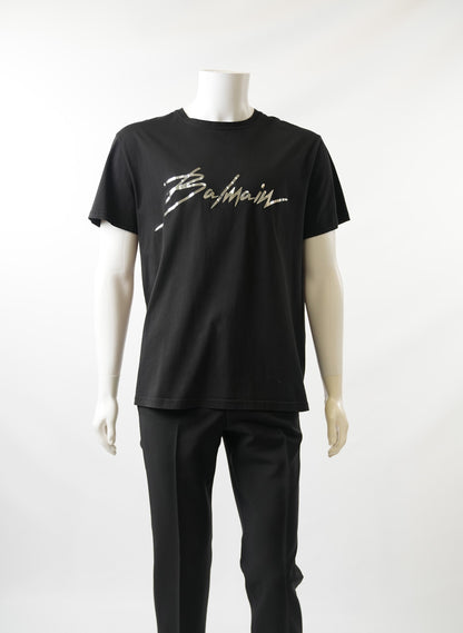 Balmain Black Signature Printed Logo T-Shirt