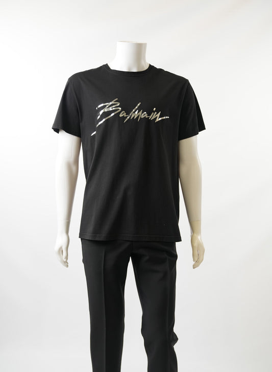 Balmain Black Signature Printed Logo T-Shirt