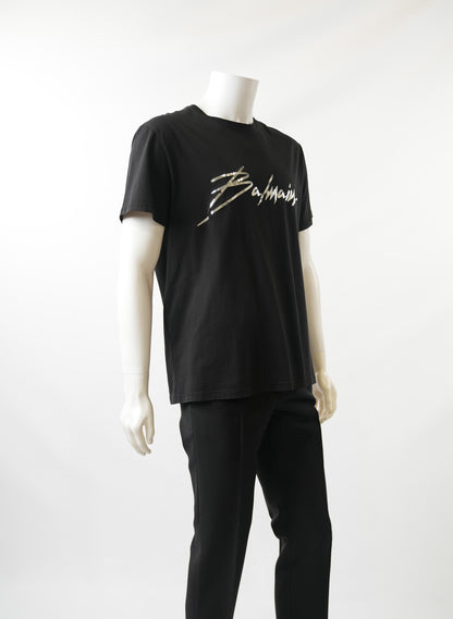 Balmain Black Signature Printed Logo T-Shirt