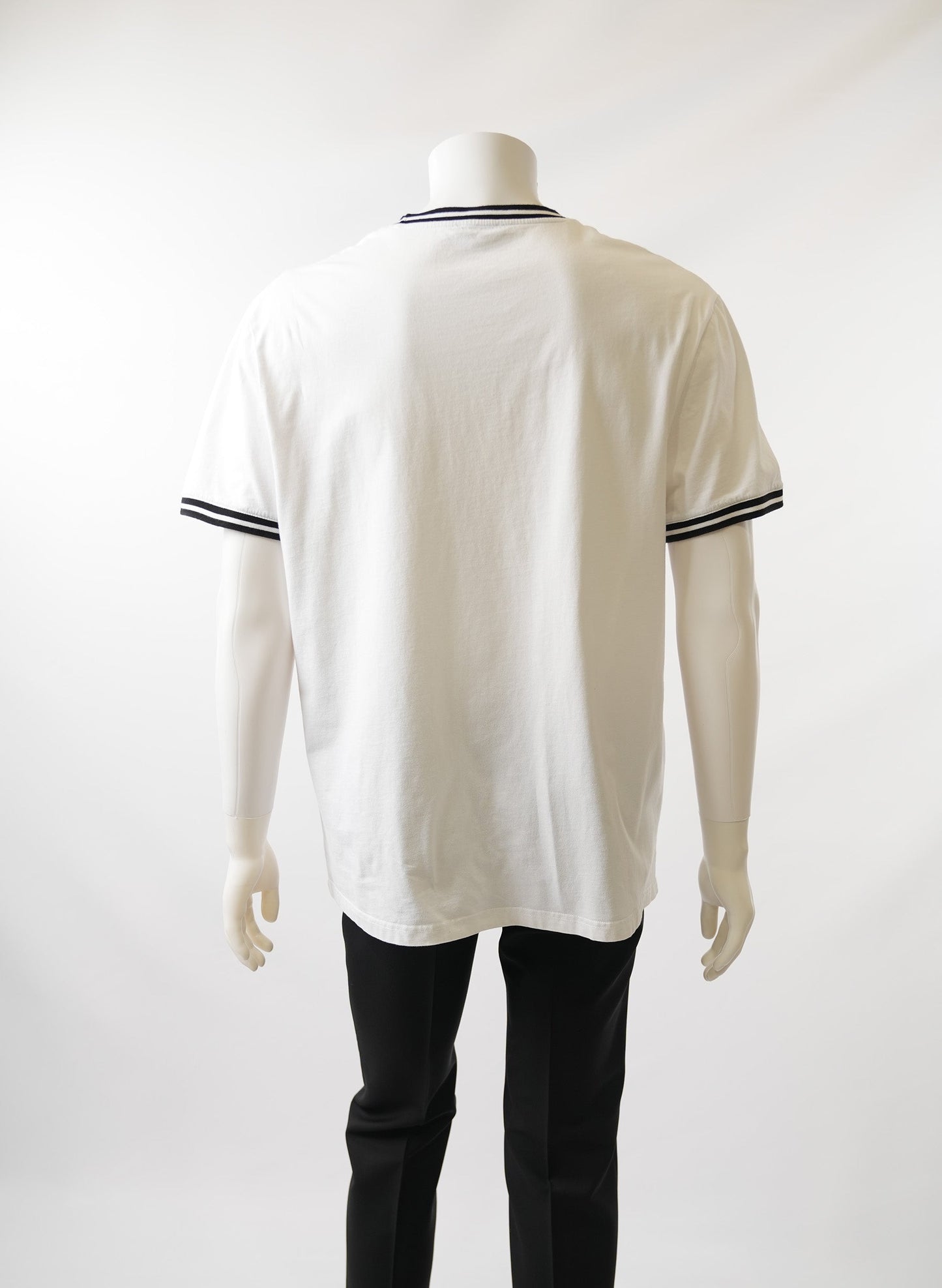 Balmain White Logo T-Shirt With Striped Collar