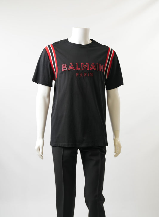 Balmain Logo Print Black T-Shirt