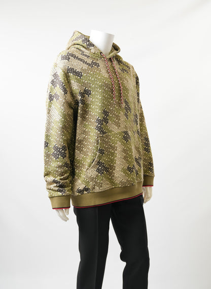 Burberry Green Camouflage Monogram Printed Hoodie
