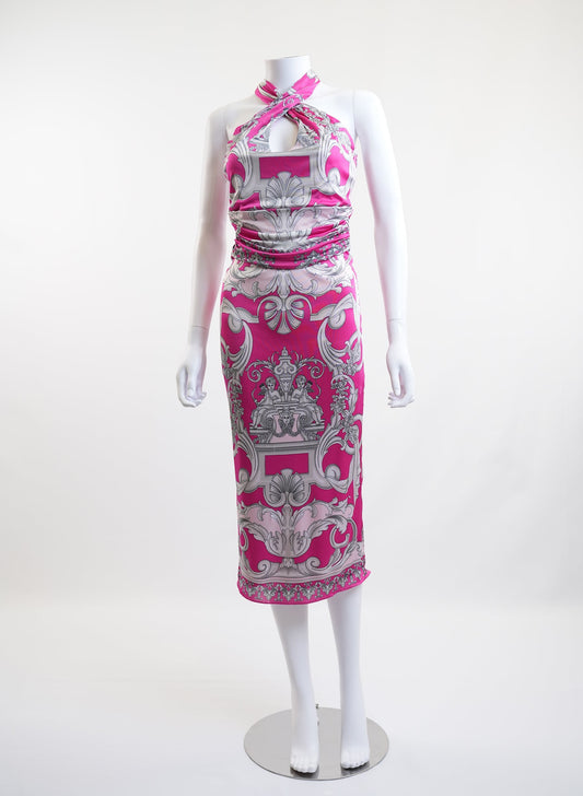 Versace Printed Halter Neck Dress