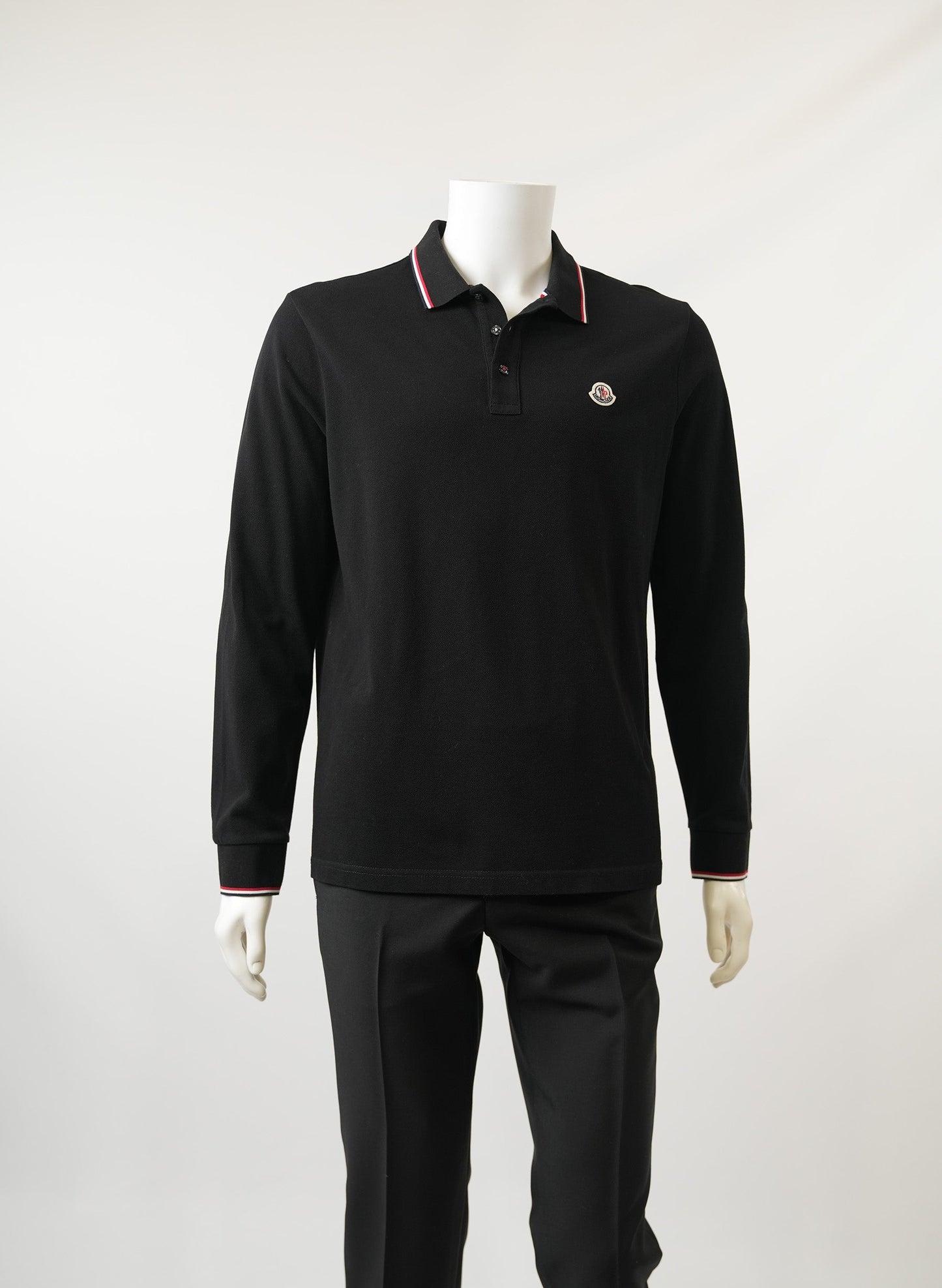 Moncler Black Long Sleeve Polo Shirt