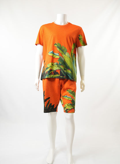 Dolce and Gabbana Girocollo Palm Leaf Graphic 2 Pc Set