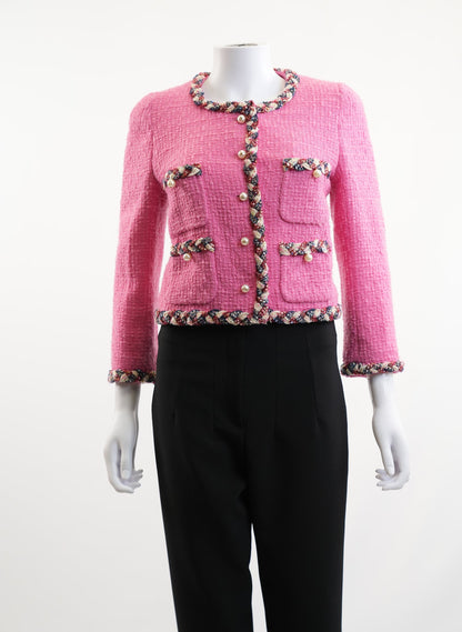 Edward Achour Contrast Trim Tweed Jacket