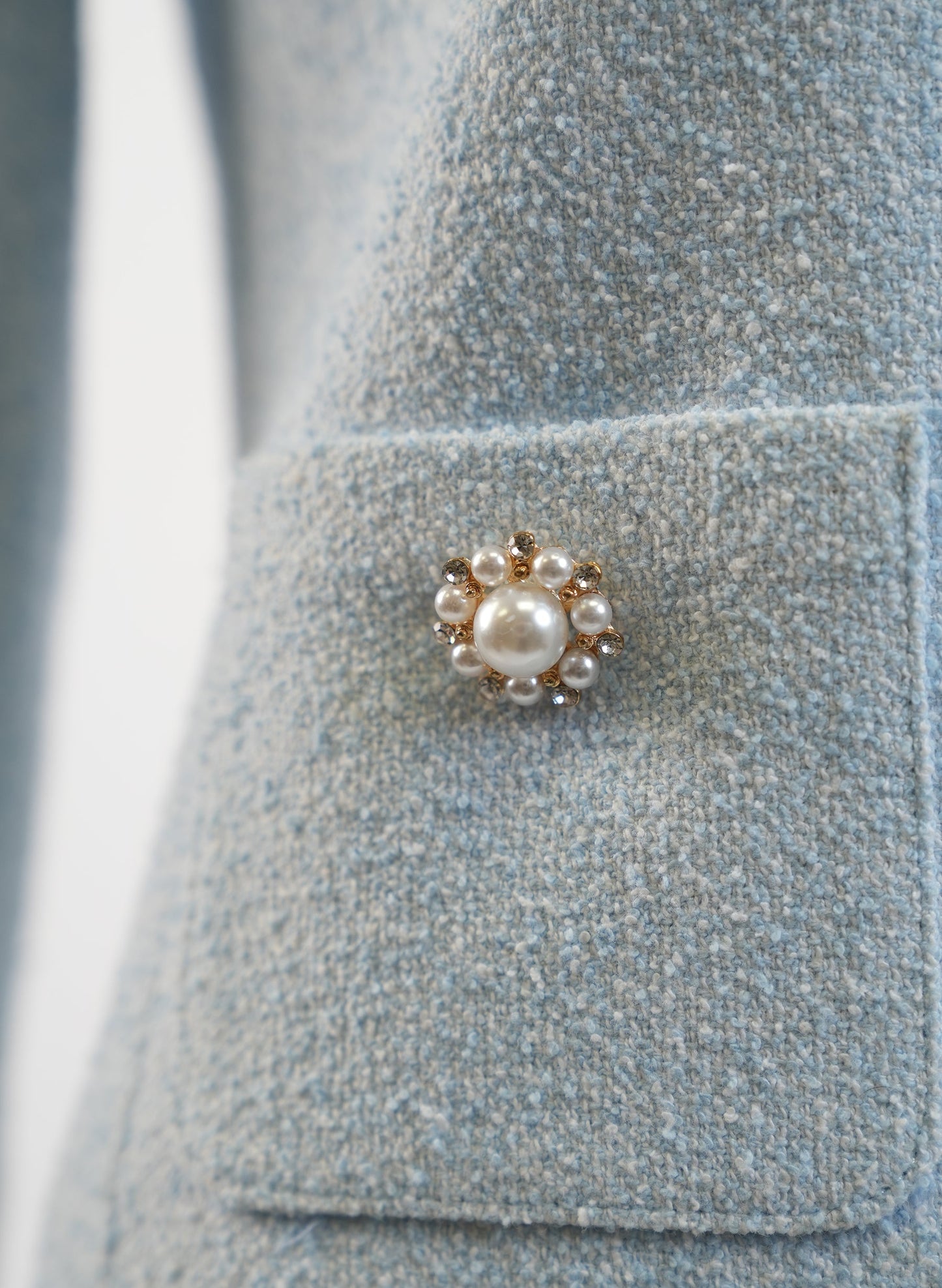 Edward Achour Embellished Light Blue Jacket