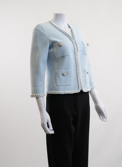 Edward Achour Embellished Light Blue Jacket
