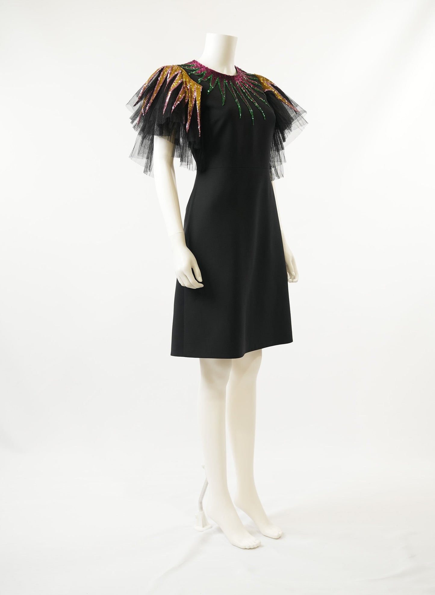 Gucci Sequin-Embroidered Tulle Black Dress