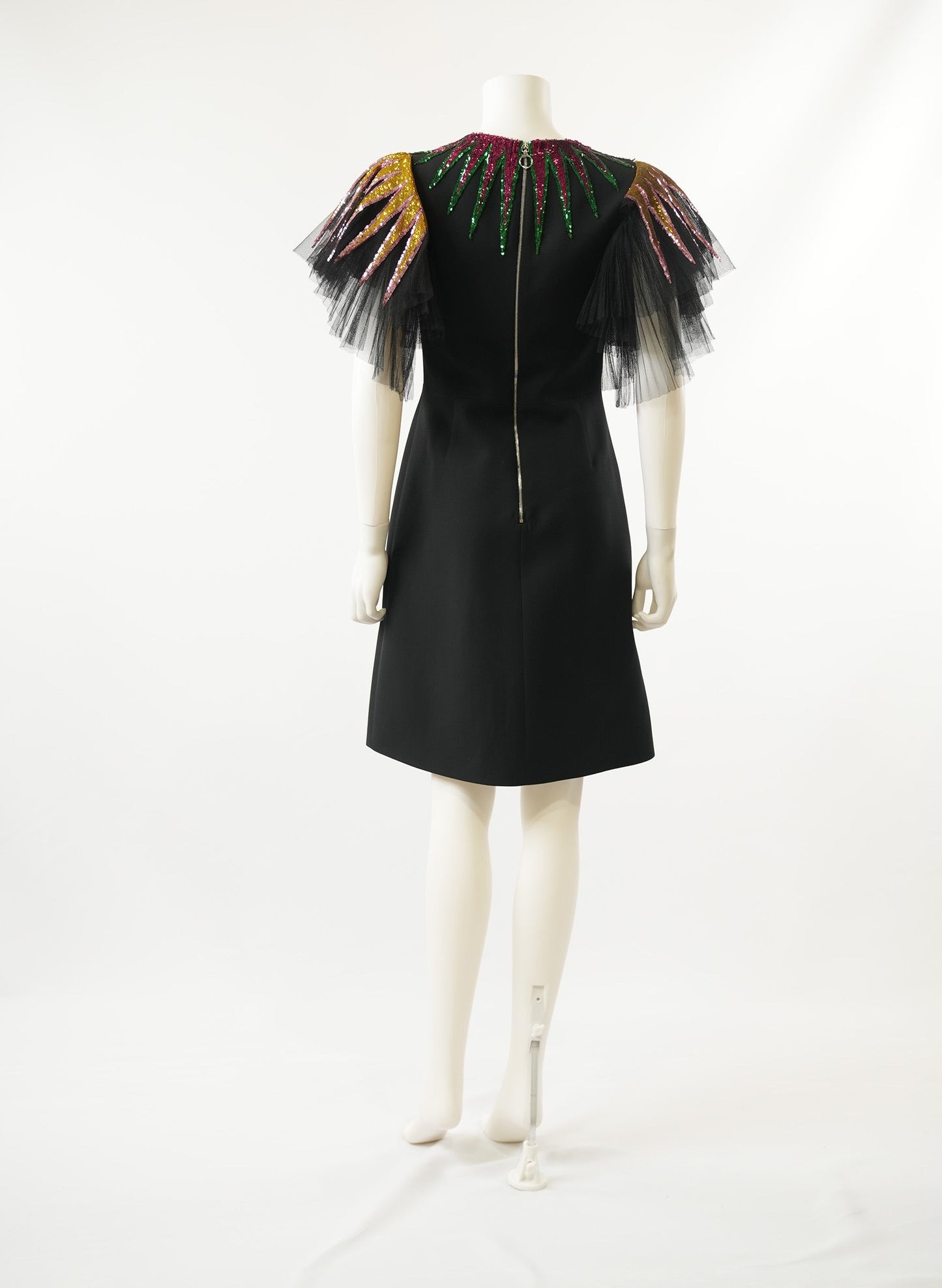 Gucci Sequin-Embroidered Tulle Black Dress