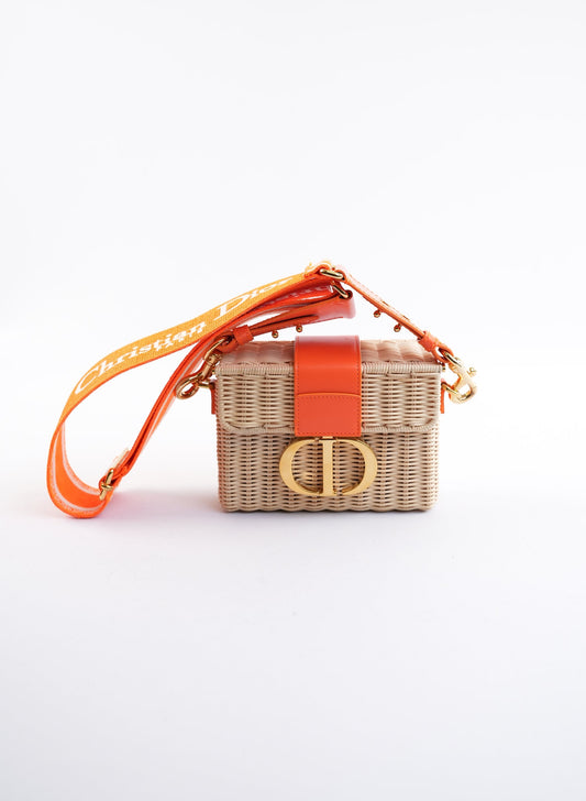 Christian Dior Wicker Montaigne 30 Flourescent Orange Bag