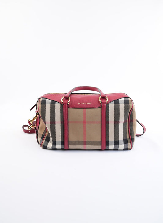Burberry Alchester House Check Leather Satchel Bag