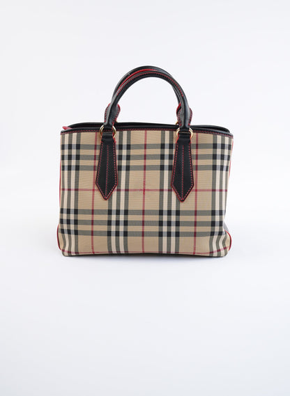 Burberry Ballington Horse Check Tote Bag