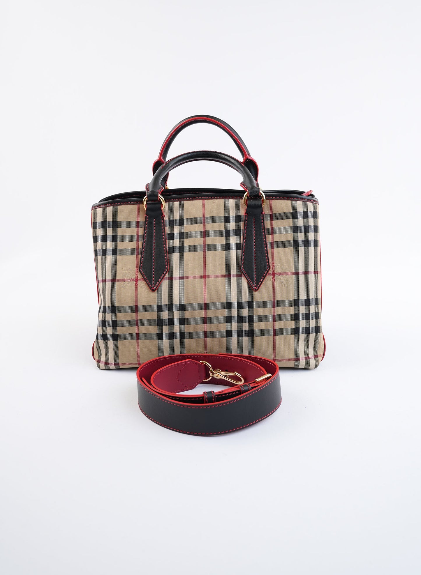 Burberry Ballington Horse Check Tote Bag