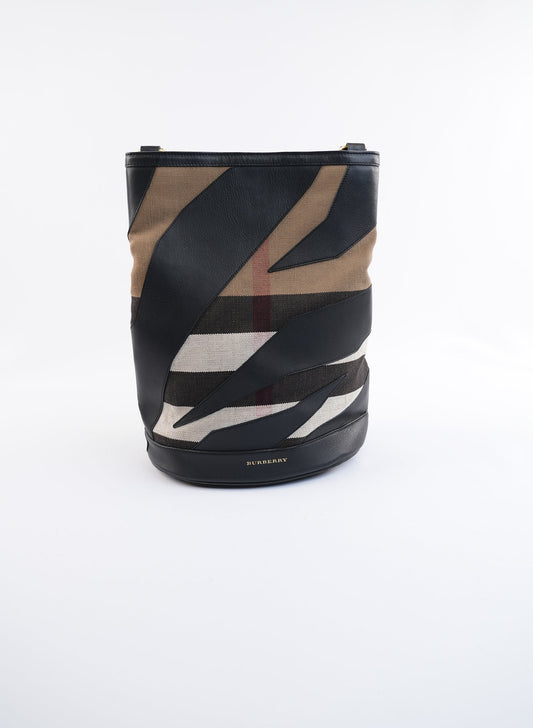 Burberry Bucket Canvas Check And Leather Bag
