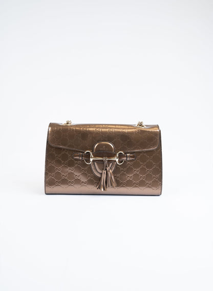Gucci Guccissima Patent Leather Emily Chain Shoulder Bag