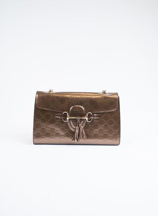 Gucci Guccissima Patent Leather Emily Chain Shoulder Bag