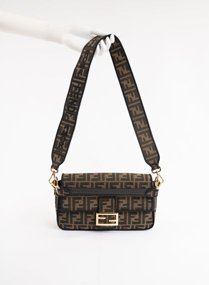 Fendi Baguette Brown FF Jacquard Fabric Bag