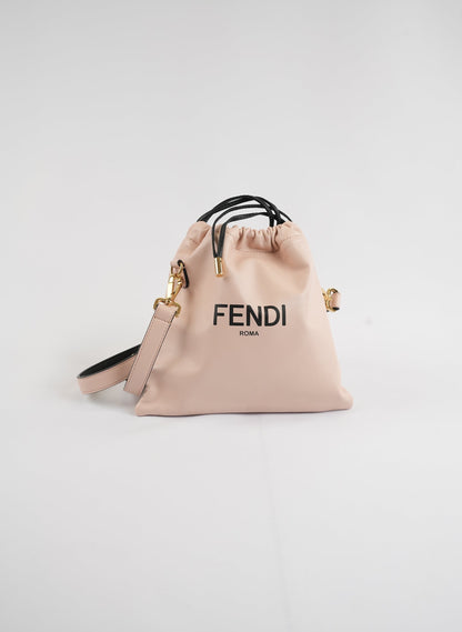 Fendi Soft Nappa Logo Drawstring Pouch Bag
