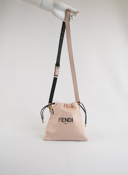 Fendi Soft Nappa Logo Drawstring Pouch Bag