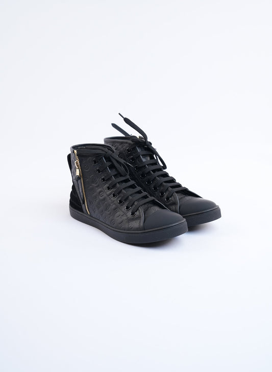 Louis Vuitton Black Monogram Empreinte Leather High Top Sneakers