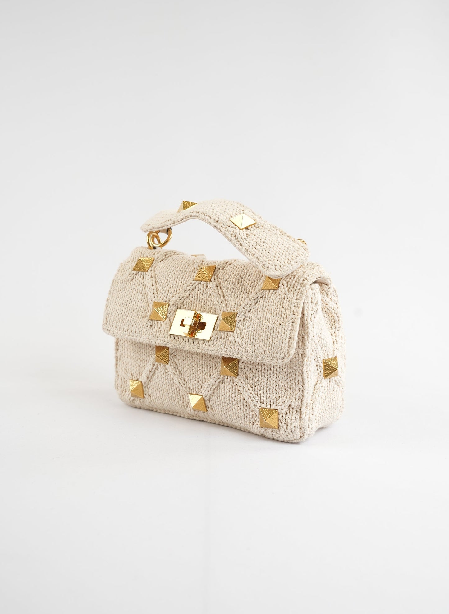 Valentino Garavani Roman Stud Knit Shoulder Chain Bag