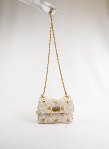 Valentino Garavani Roman Stud Knit Shoulder Chain Bag