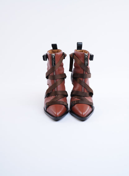 Chloe Sepia Brown Leather Boots