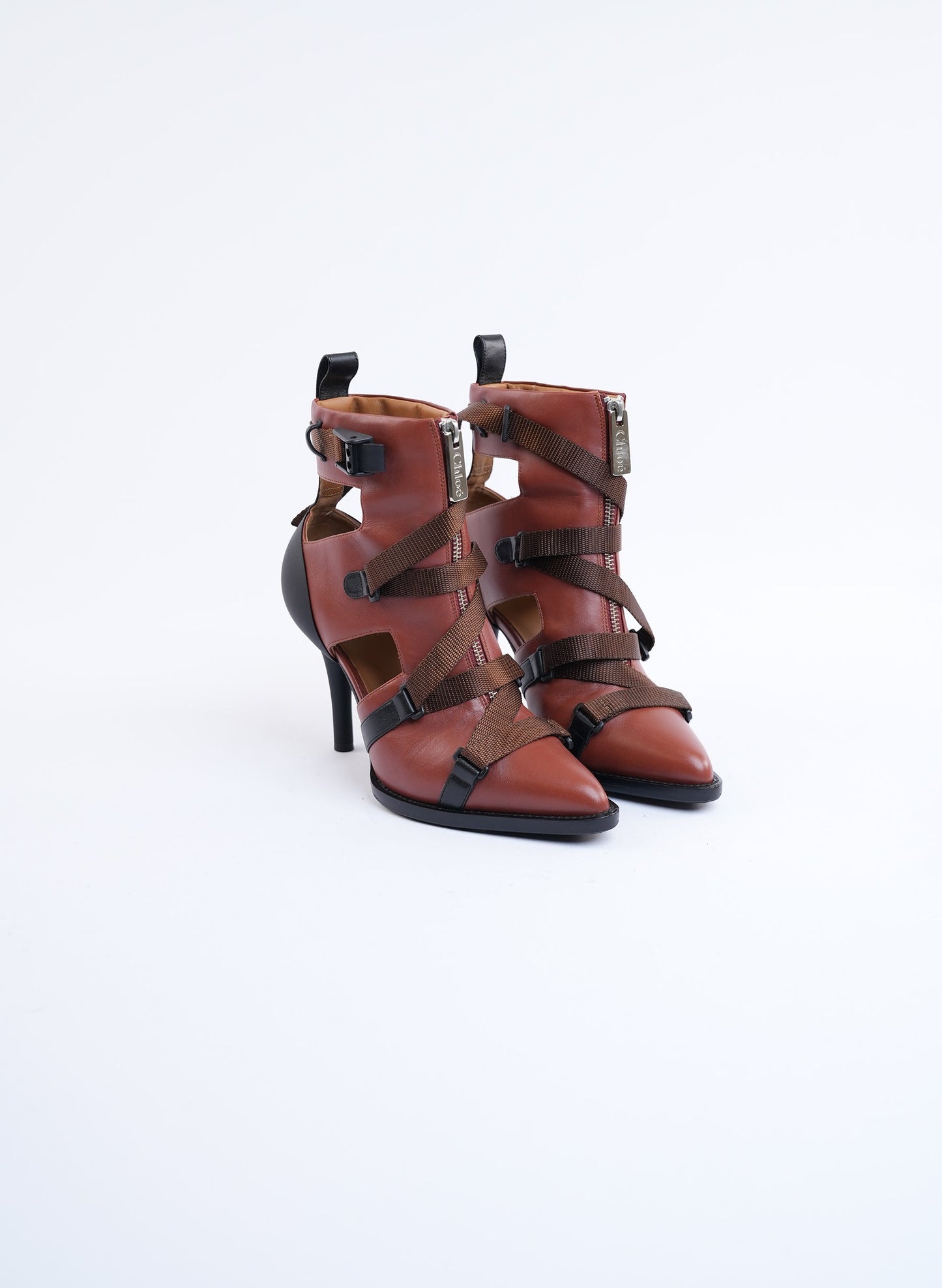 Chloe Sepia Brown Leather Boots