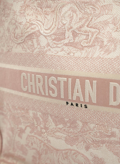Christian Dior Pink Embroidered Toile De Jouy Book Tote Bag
