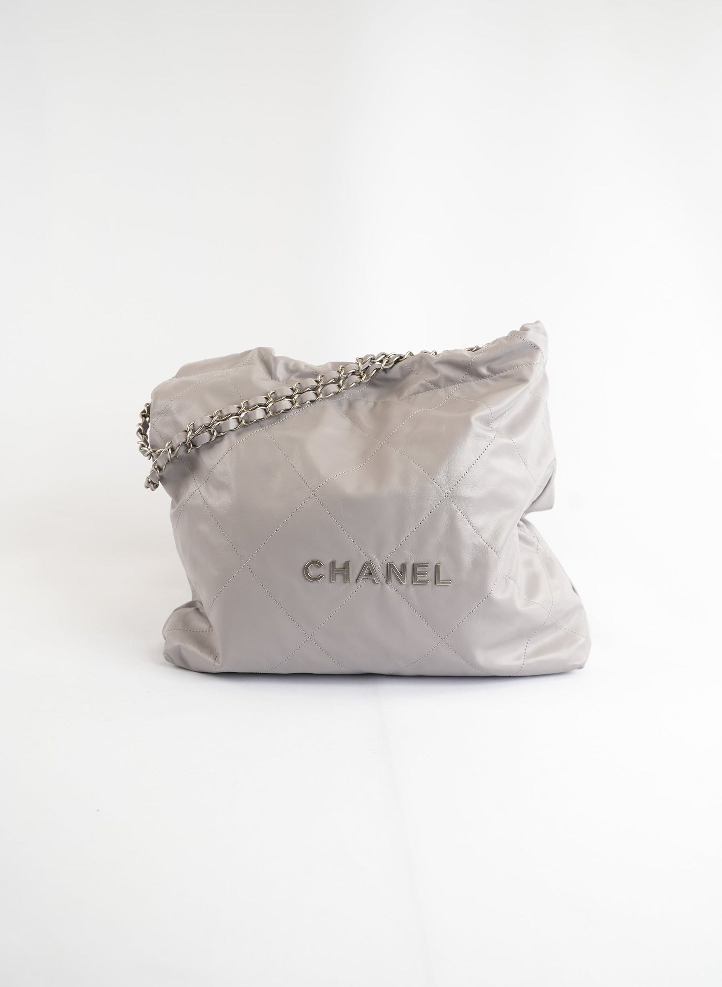 Chanel 22 Grey Calfskin Leather Handlebag