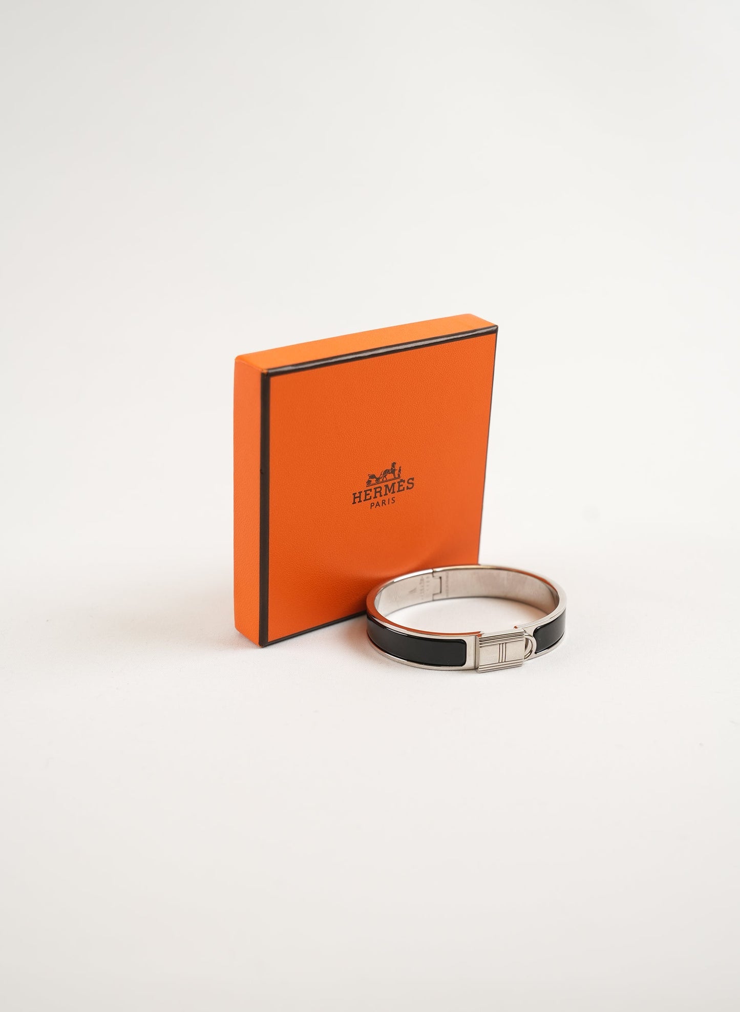 Hermès Clic Cadenas Black Silver Bracelet