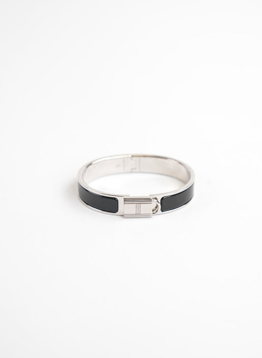 Hermès Clic Cadenas Black Silver Bracelet