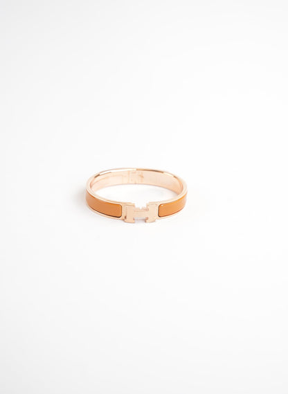Hermès Clic H Gold and Brown Bracelet