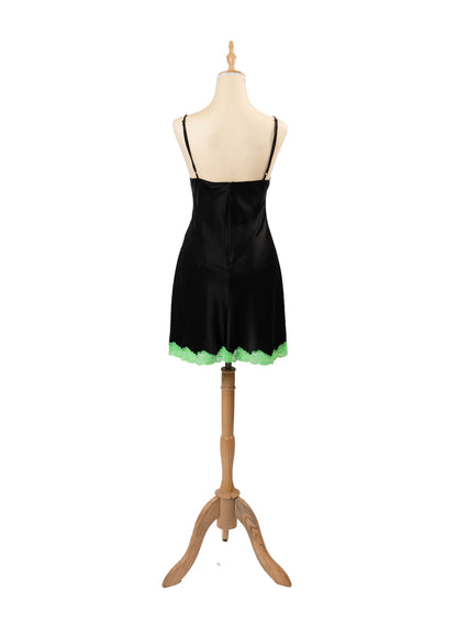 Alexander Wang Embellished Lace-Trimmed Silk-Charmeuse Mini Dress