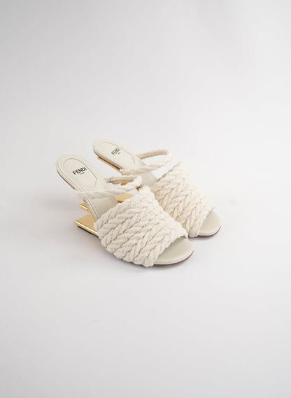 Fendi First Fabric Woven 95mm Slide Sandals