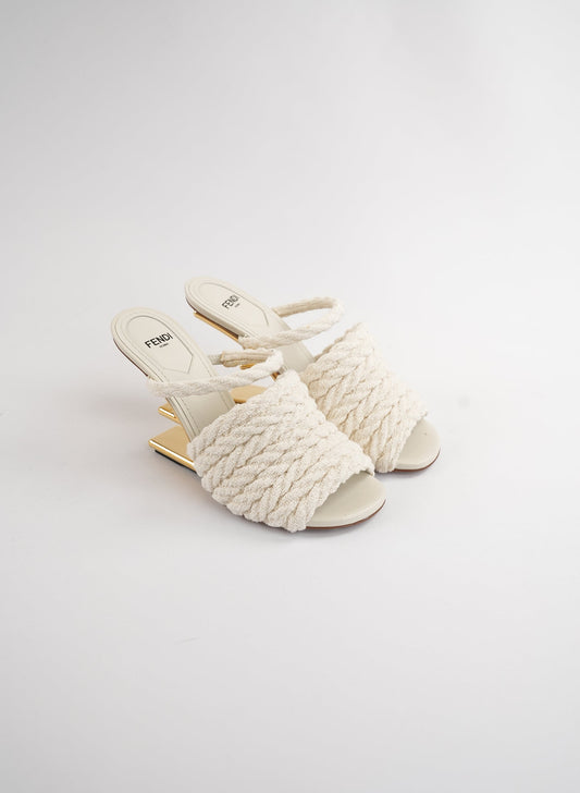 Fendi First Fabric Woven 95mm Slide Sandals