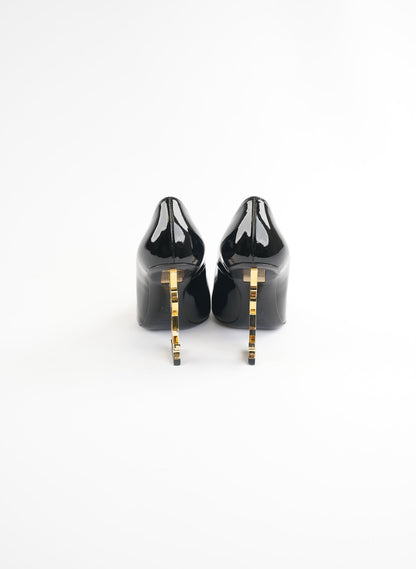 Saint Laurent Nero Opyum Patent YSL Heel Pumps