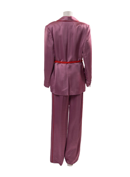 Peter Pilotto Cord Belt Pip¬≠ing-Trimmed Satin Blaz¬≠er and Trousers Set