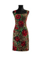 Dolce & Gabbana Leopard Rose Print Bodycon Mini Dress