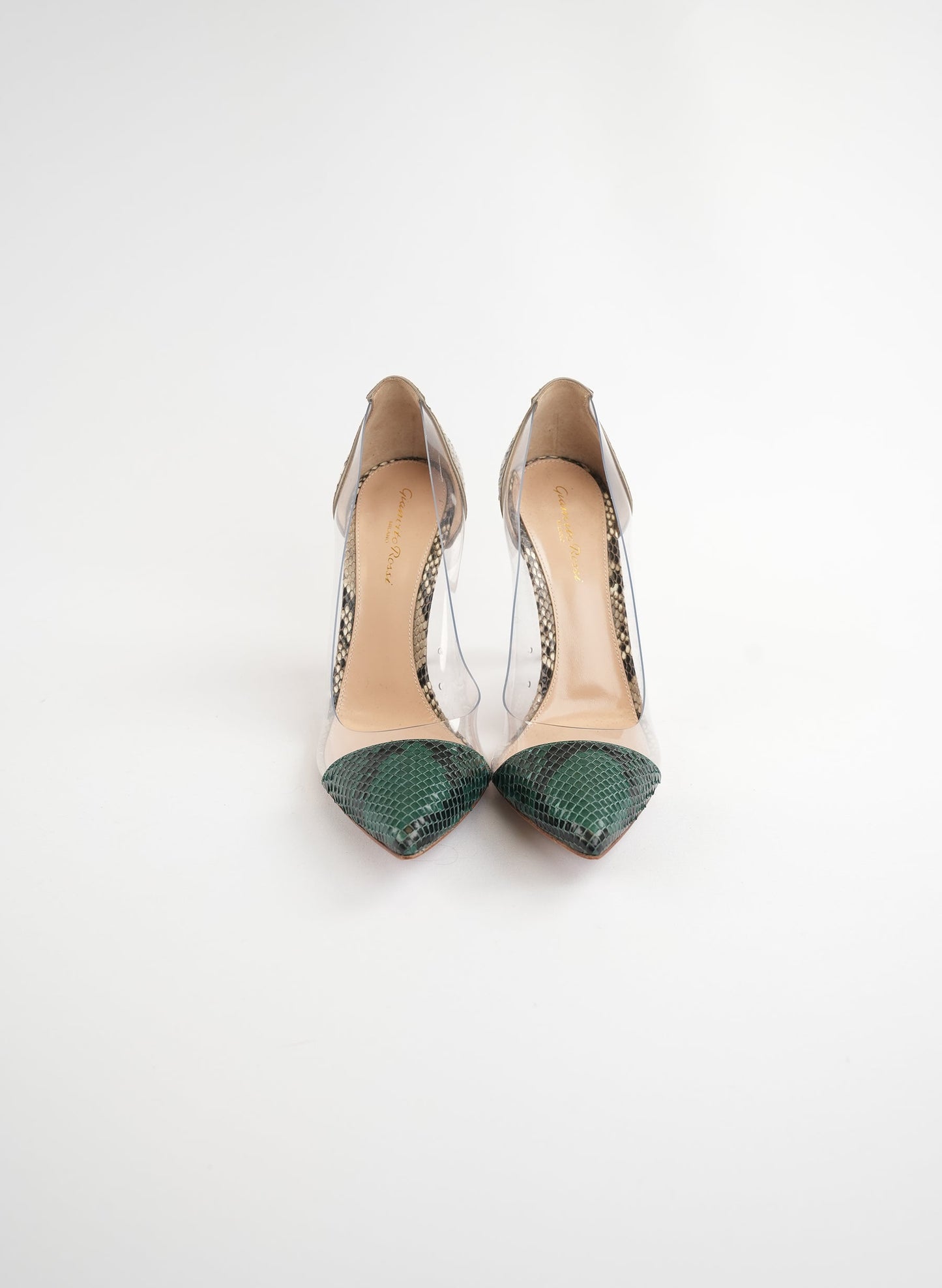 Gianvito Rossi Snakeskin Clear Heels