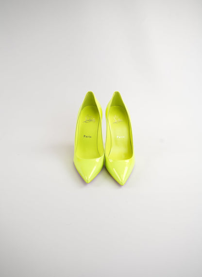 Christian Louboutin Kate 100 Patent Leather Neon Pumps