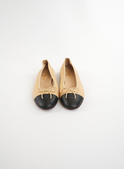 Chanel Cambon Leather Ballet Flats