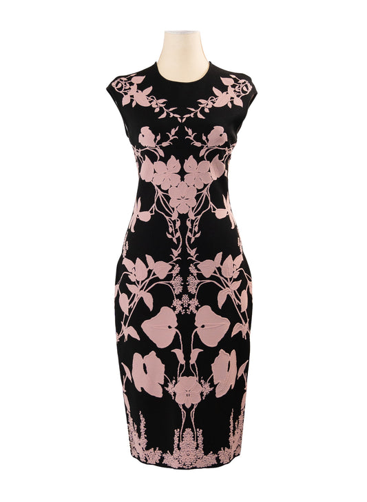 Alexander McQueen Floral Pattern Knit Dress