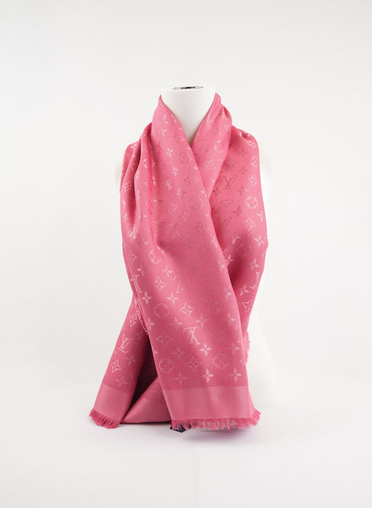 Louis Vuitton Pink Monogram Print Shawl
