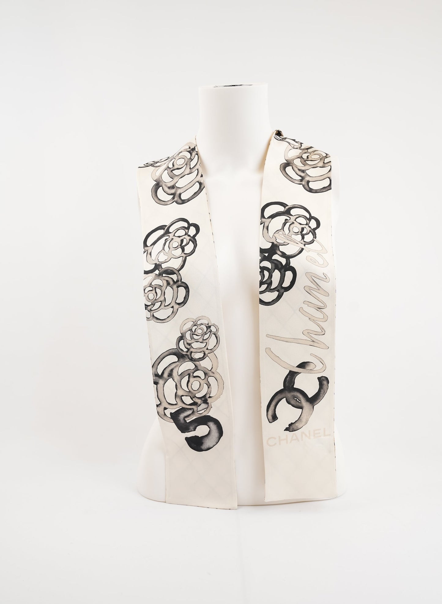 Chanel CC Logo Print Silk Scarf