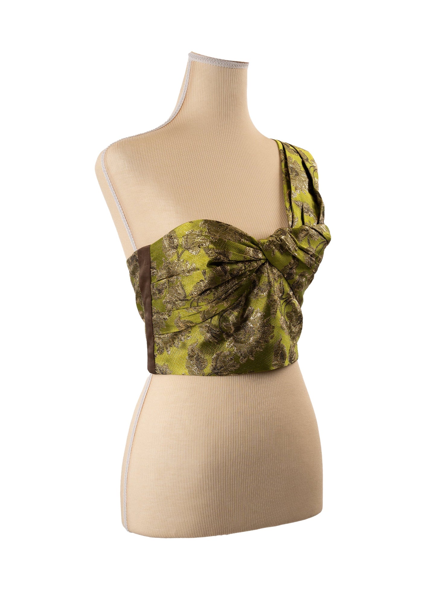 Prada One Sleeve Metallic Jacquard Top