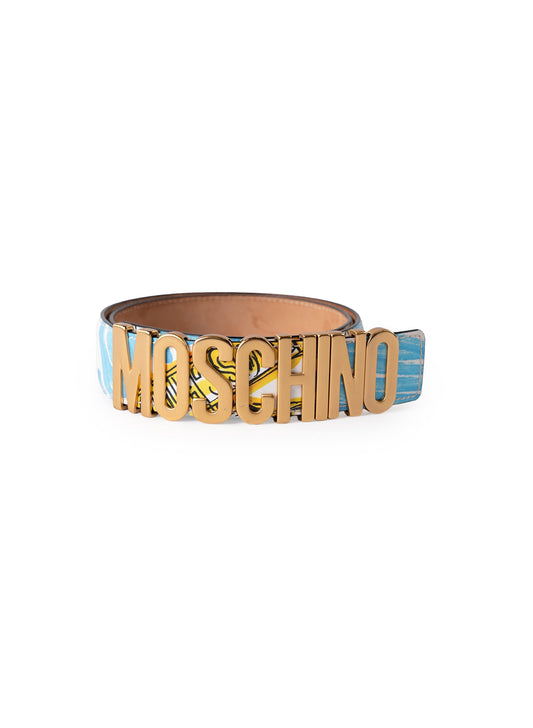 Moschino Printed Leather Logo Belt