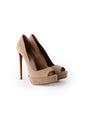 Alaia Suede Peep Toe Platform Heels