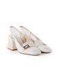 Fendi Calfskin Crocodile Embossed Promenade Slingback Loafer Pumps
